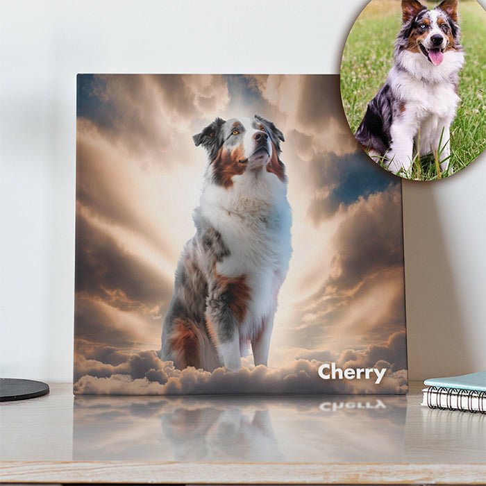 Dog in Heaven portrait - FlowerPup