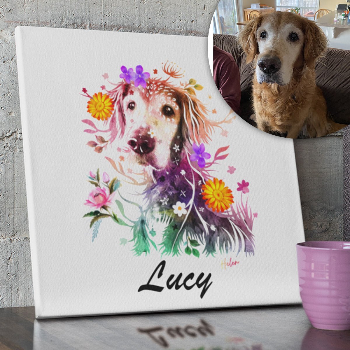 Flowerpup custom pet portrait - FlowerPup