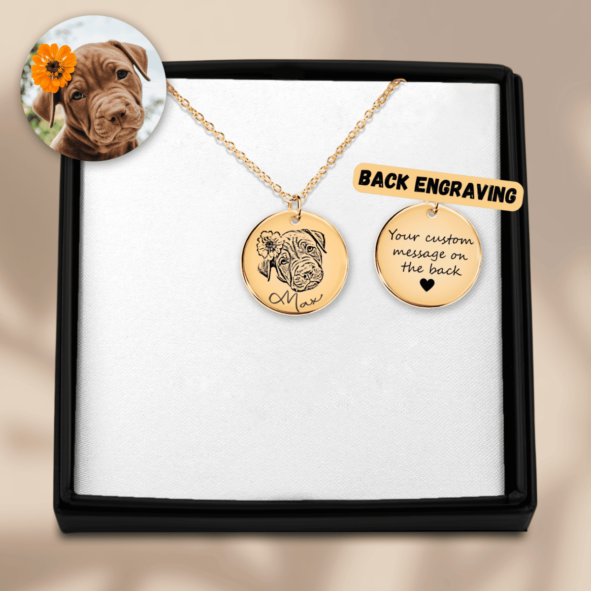 Dog Portrait Necklace - FlowerPup
