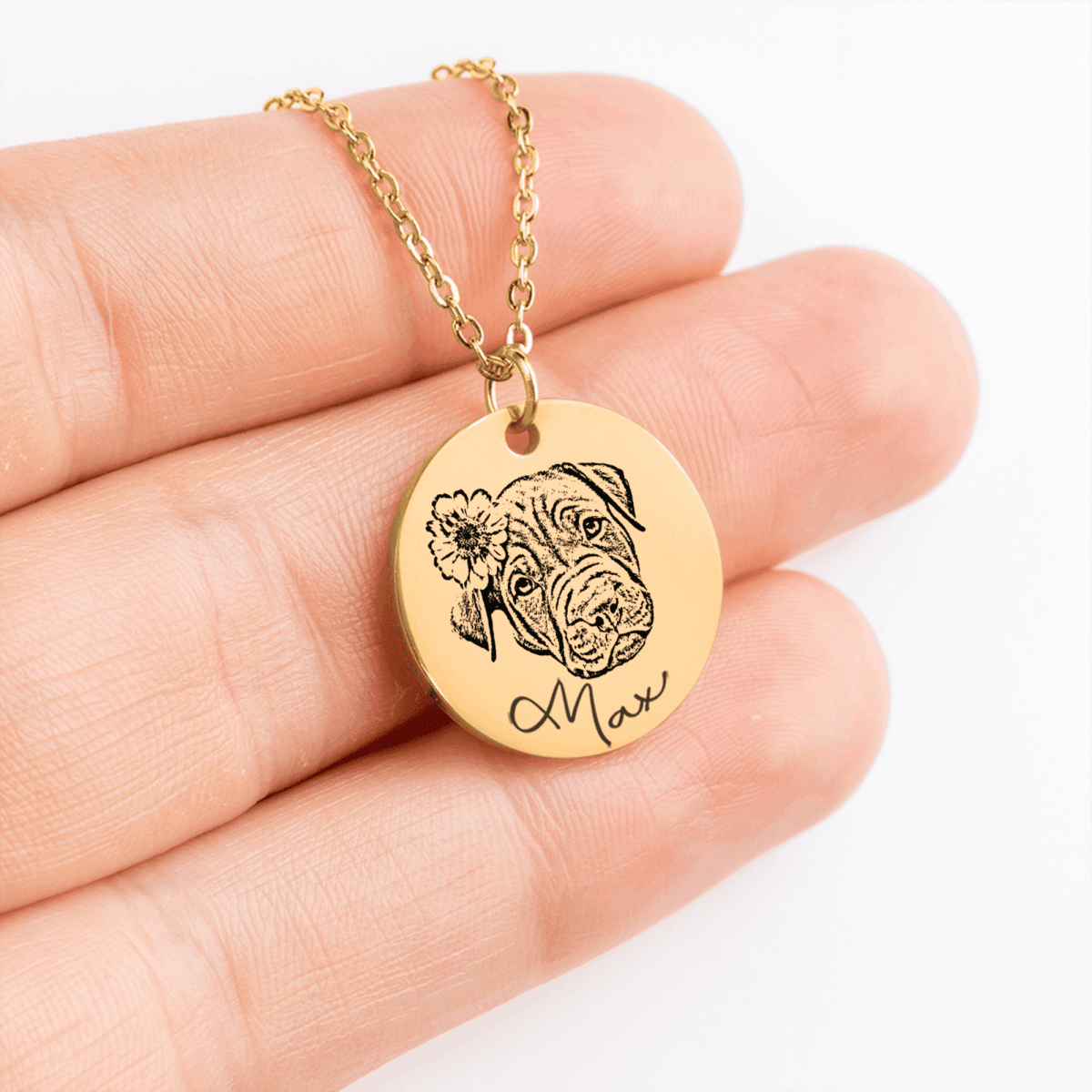 Dog Portrait Necklace - FlowerPup