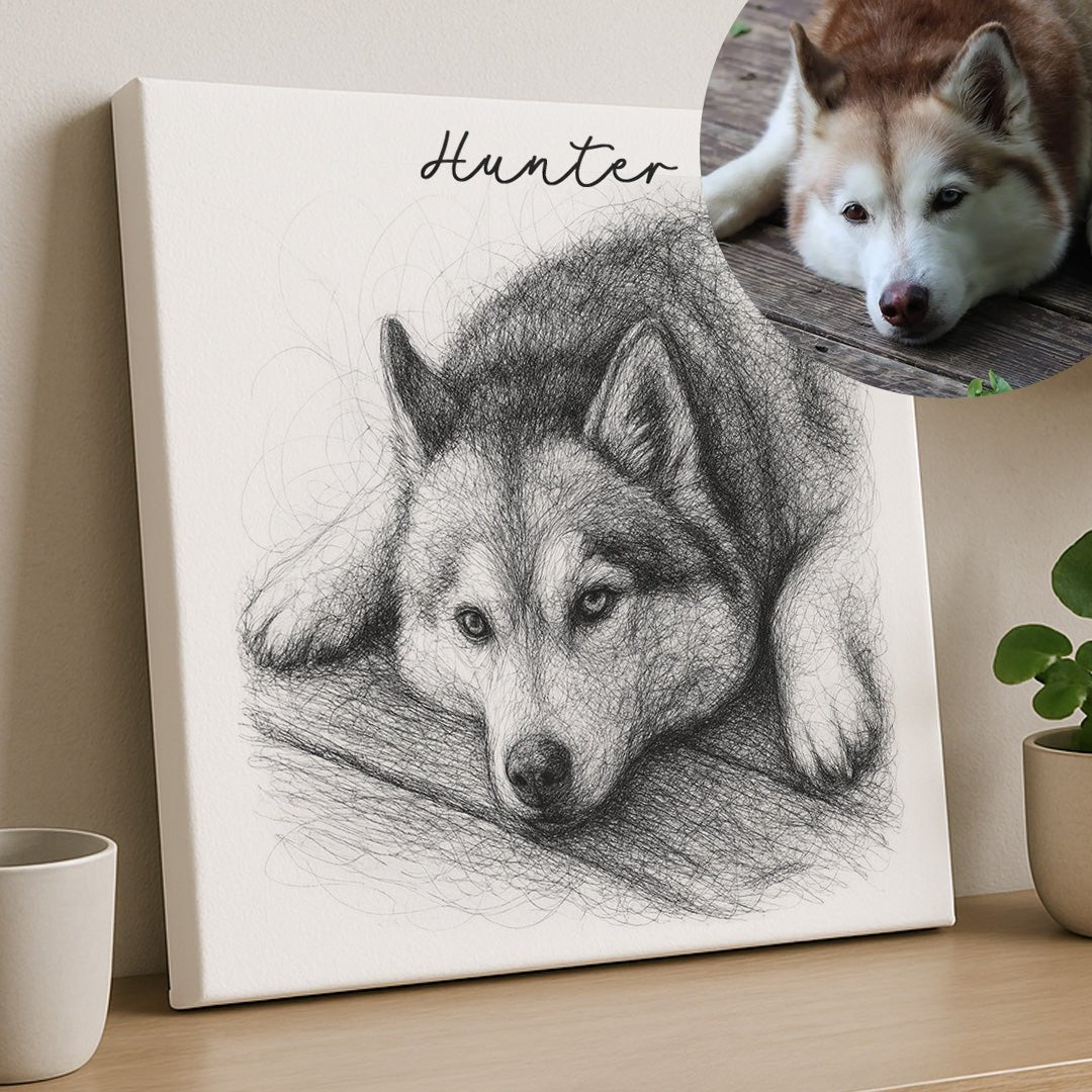 Handrawn Lines Portrait - FlowerPup