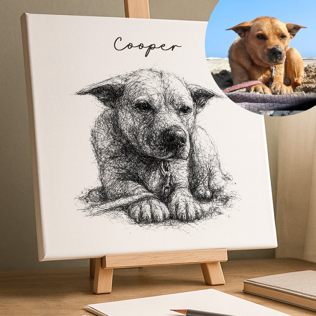 Handrawn Lines Portrait - FlowerPup