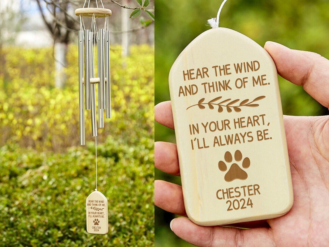 Metal and Wood Pet Memorial Wind Chime - FlowerPup