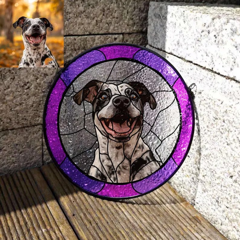 Stained Glass pet portrait - FlowerPup