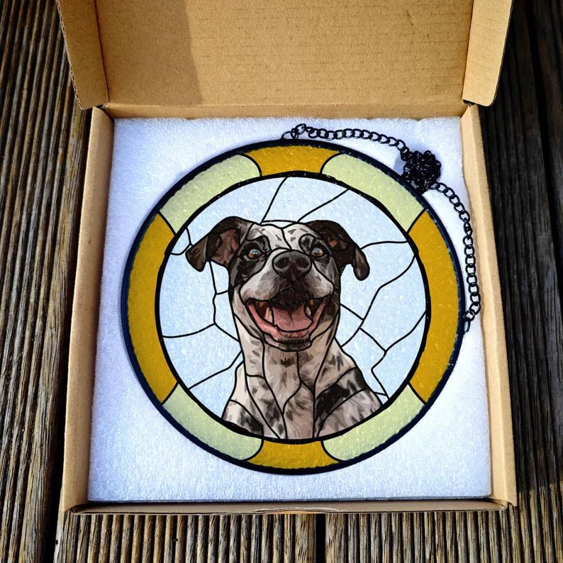 Stained Glass pet portrait - FlowerPup