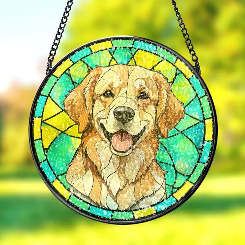 Stained Glass pet portrait - FlowerPup