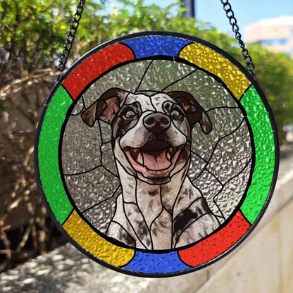 Stained Glass pet portrait - FlowerPup