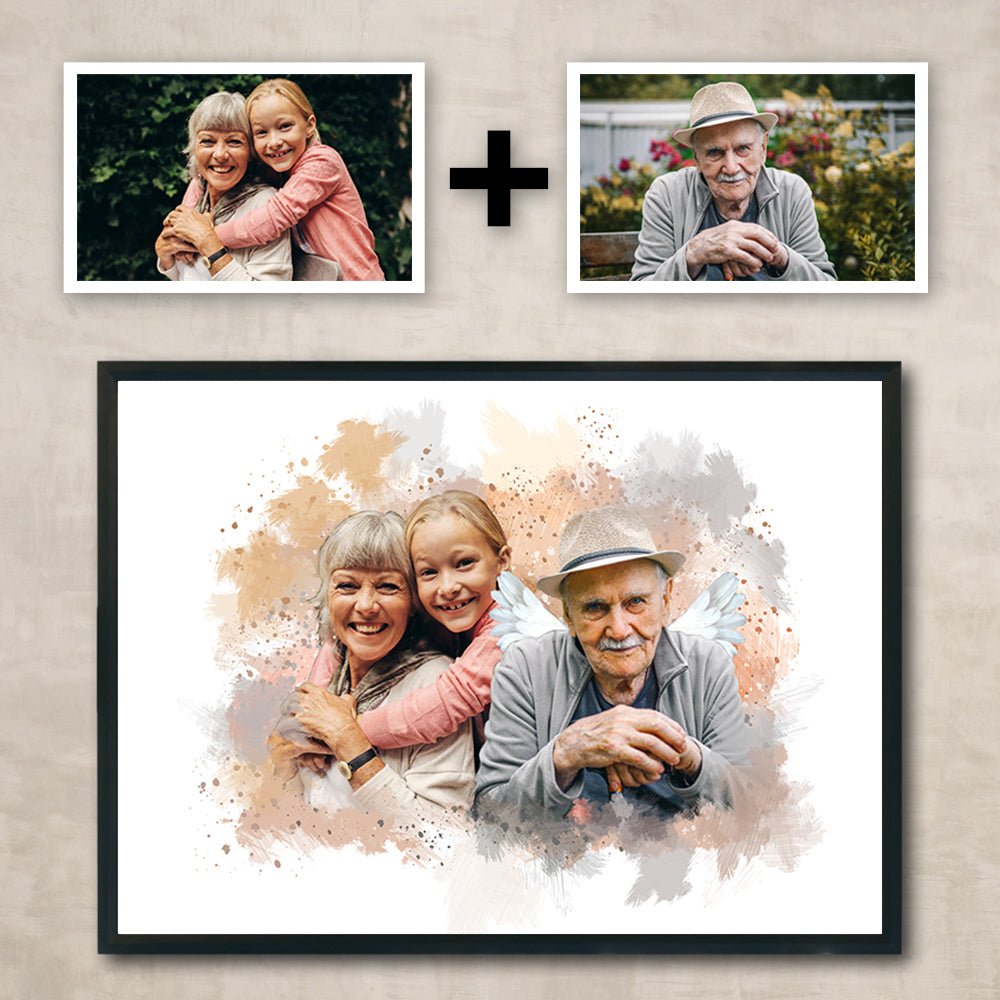 Add deceased loved one to photo custom portrait - FlowerPup