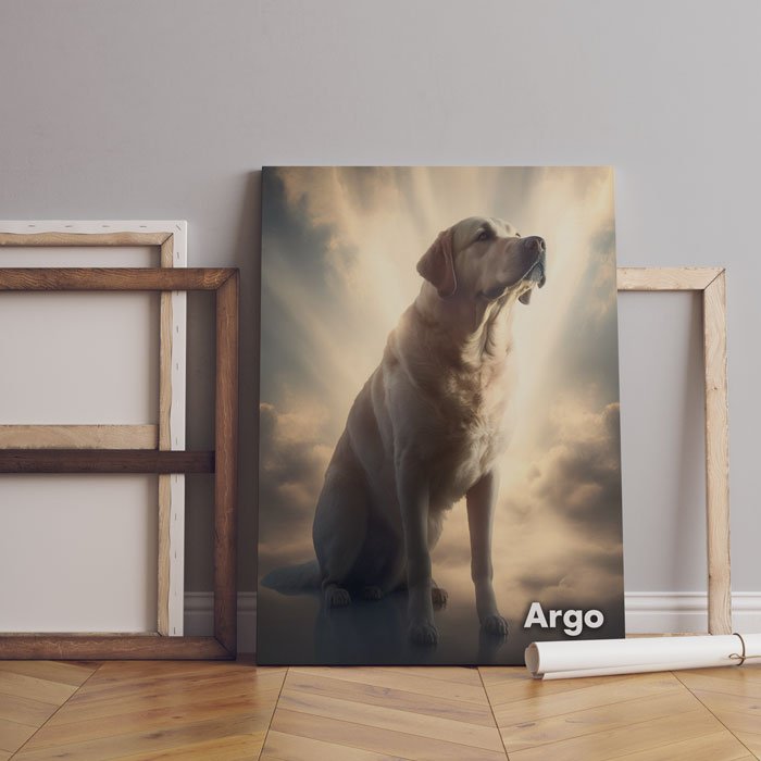 Dog in Heaven portrait - FlowerPup