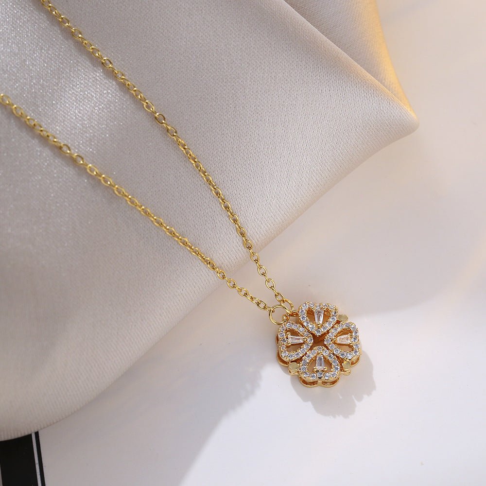 Lovely Heart Foldable Necklace, Anxiety Clover Necklace - LUXYIN
