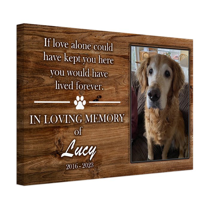 Wood style Pet memorial gift with picture and customizable name and date - FlowerPup