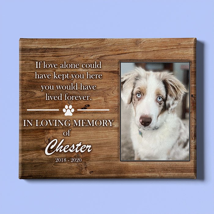 Wood style Pet memorial gift with picture and customizable name and date - FlowerPup
