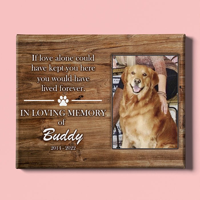 Wood style Pet memorial gift with picture and customizable name and date - FlowerPup